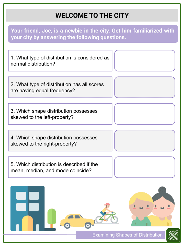 examining shapes of distribution 6th grade math worksheets