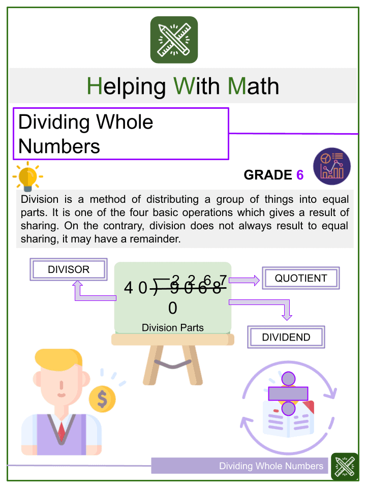 dividing whole numbers 6th grade common core math worksheets