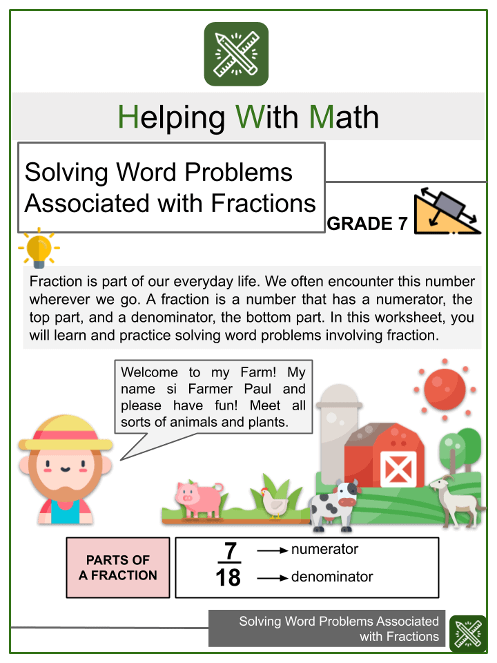 Solving word problems associated with fractions