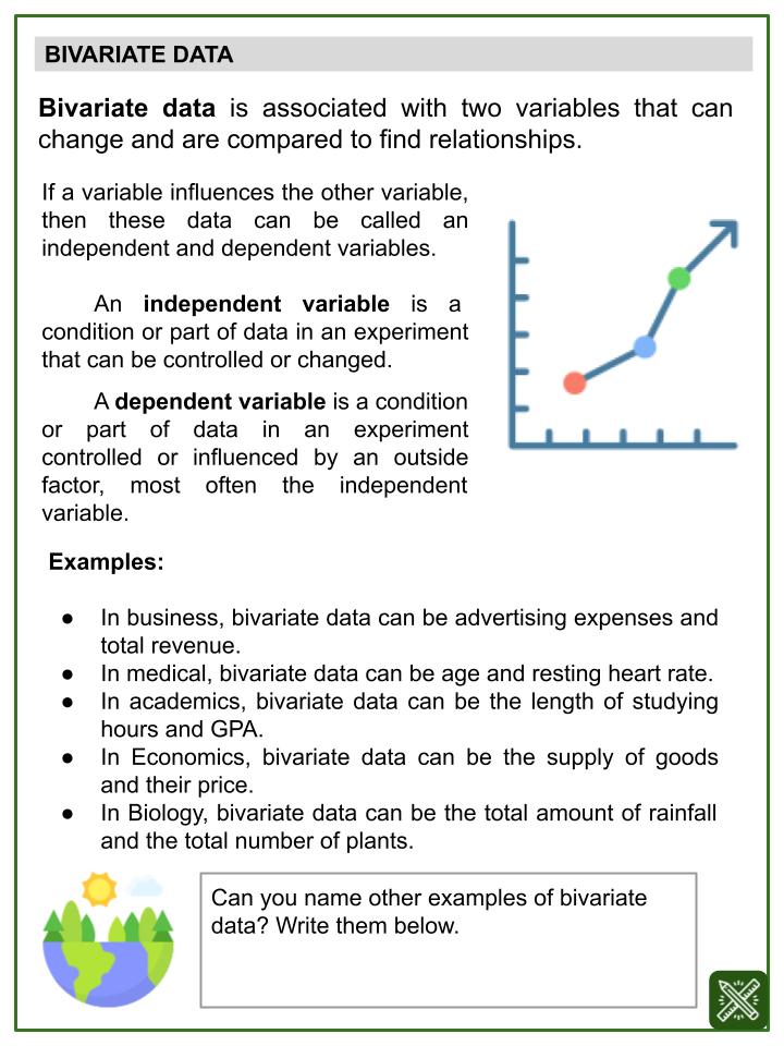 bivariate data earth day themed math worksheets aged 12 13