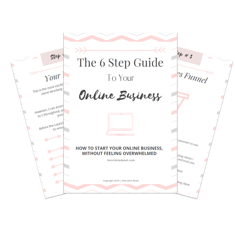 pink and grey 6 step guide to your online business