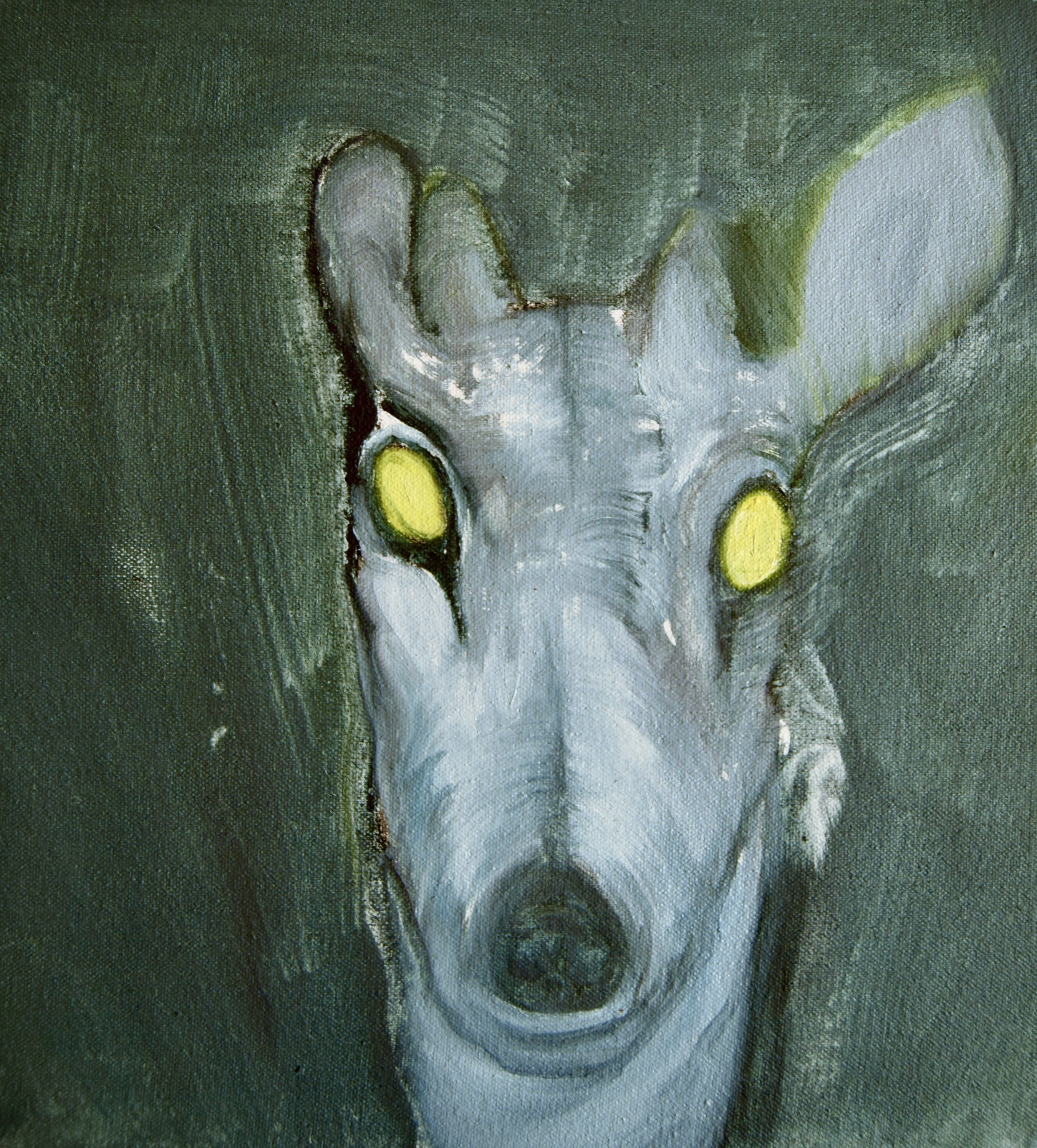 Saalis I / Catch I, 2021, öljy kankaalle / oil on canvas, 30 cm x 27 cm.