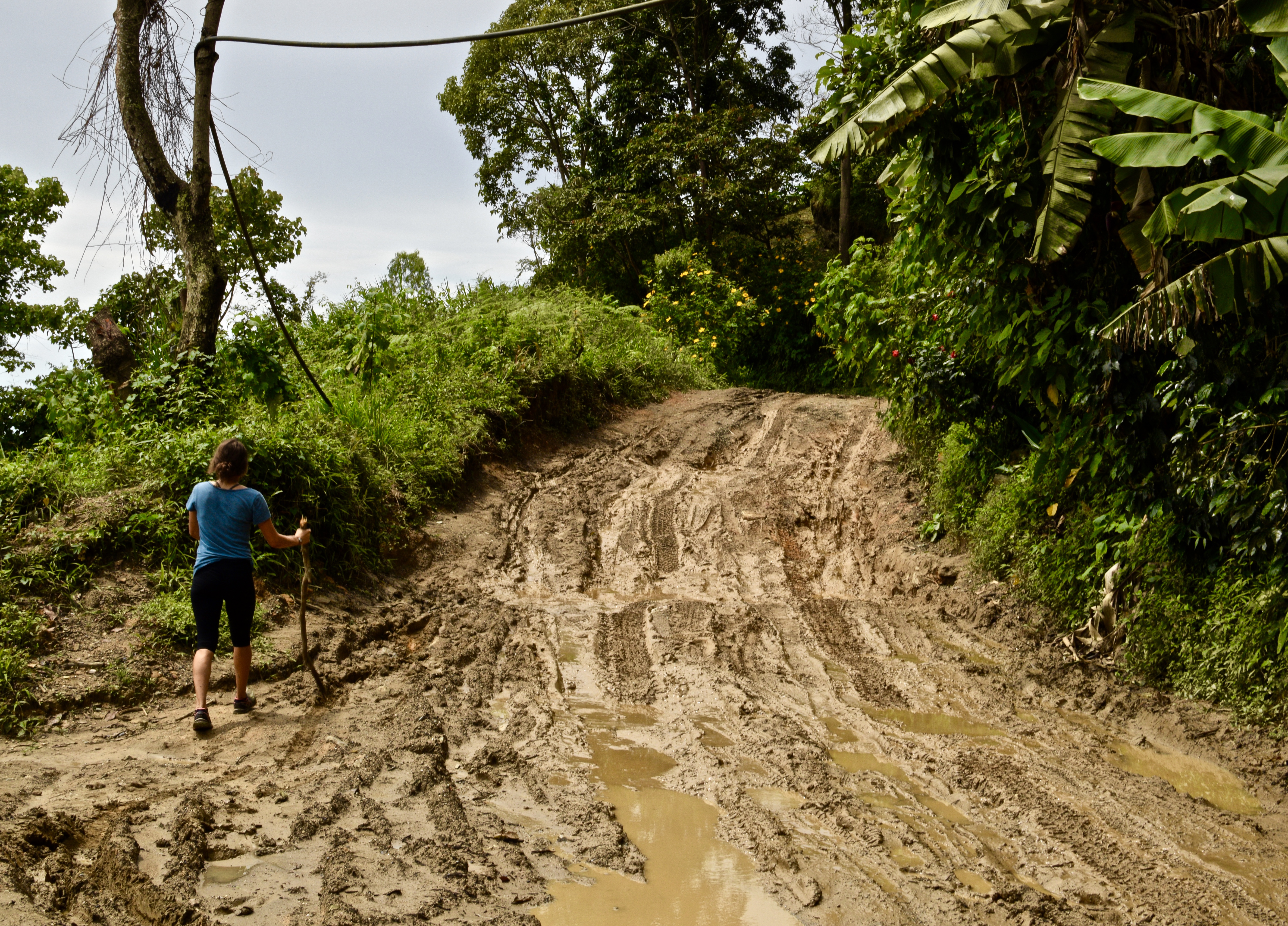 Alaina picking her way through deceivingly deep ruts.