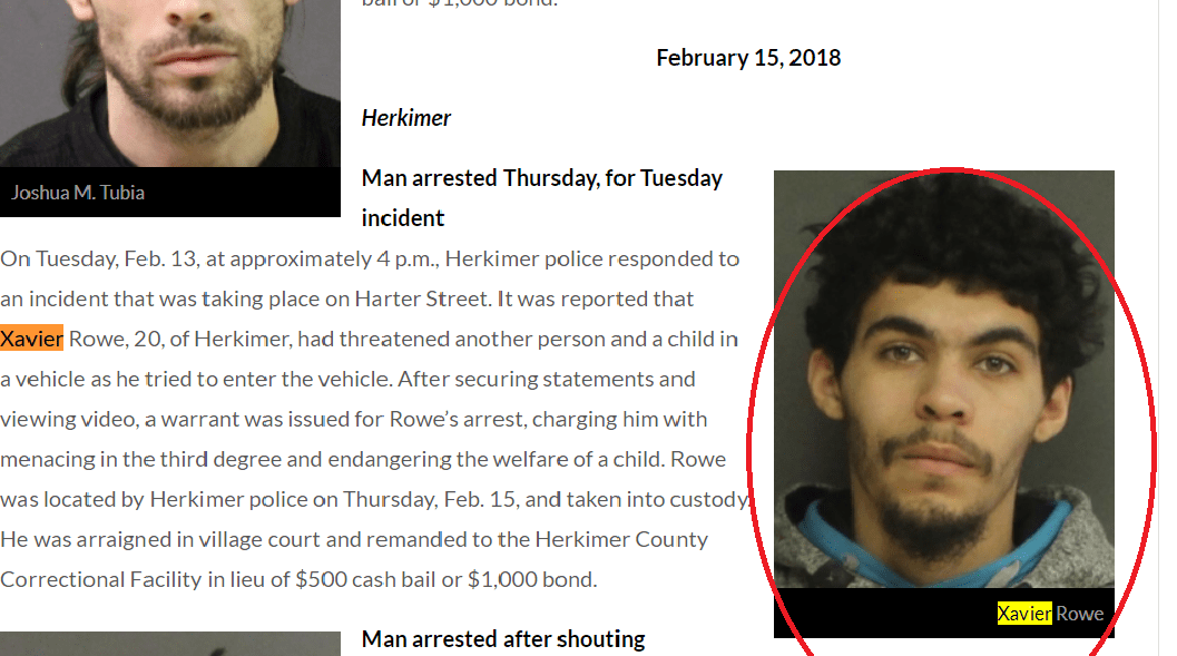 Xavier Rowe Herkimer mugshot