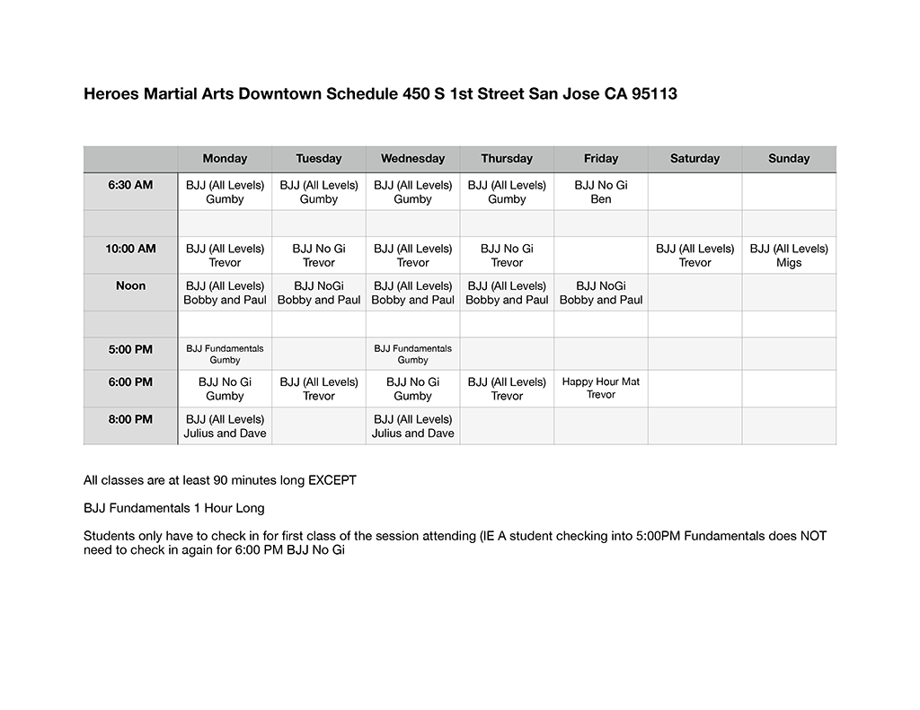 DTSJ Schedule
