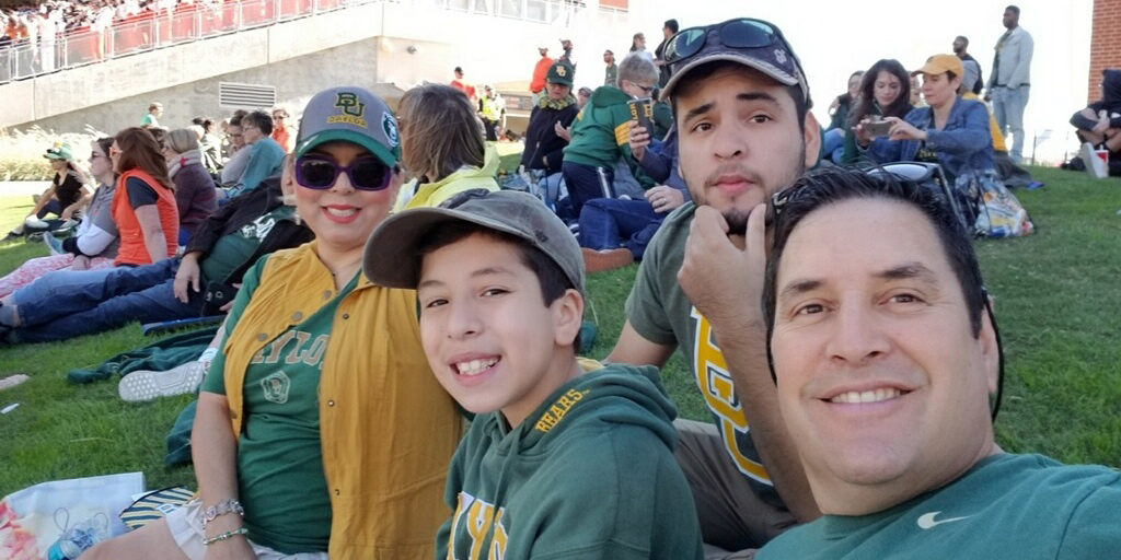 Danny Hernandez with family at a Baylor University game