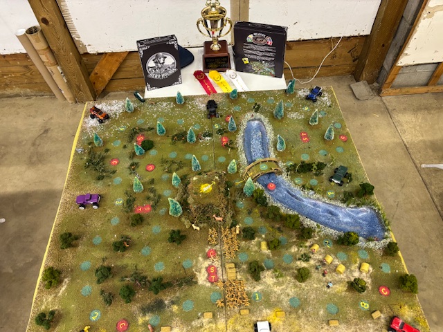 Three dimensional display of the hero hounds board game used at the Don McVay Memorial Hunt