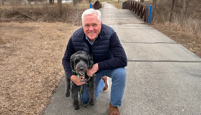 Dean Witherspoon and walking companion, Lola.