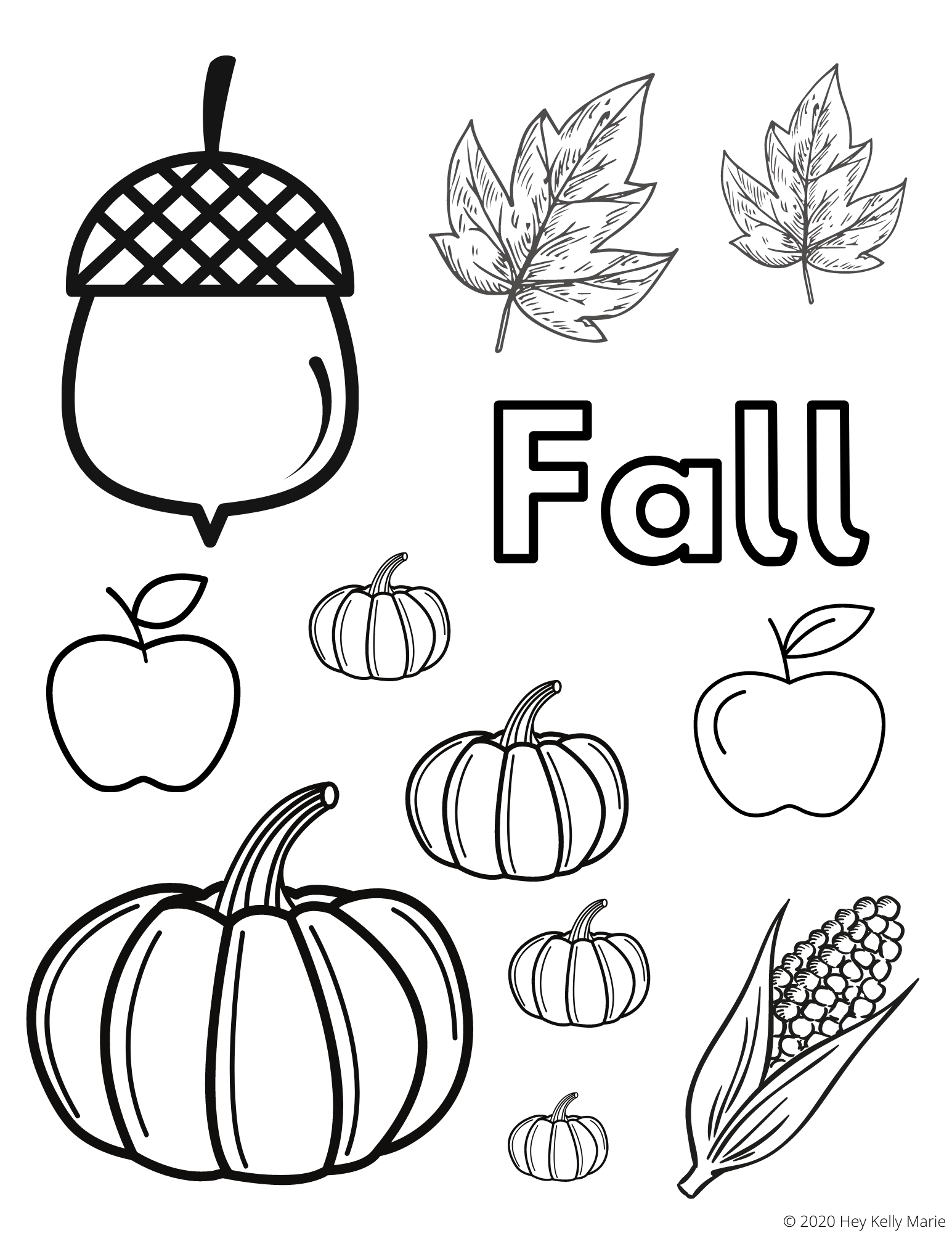 Fall coloring page with free, instant access