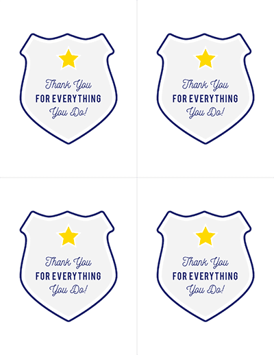 Thank a police officer printable cards