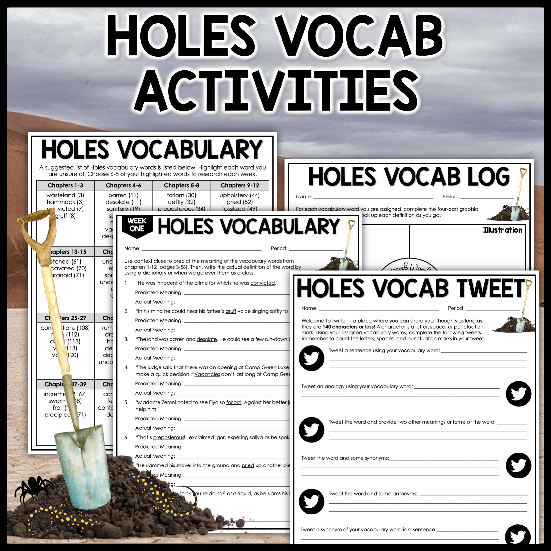holes by louis sachar vocabulary acivities hey natayle