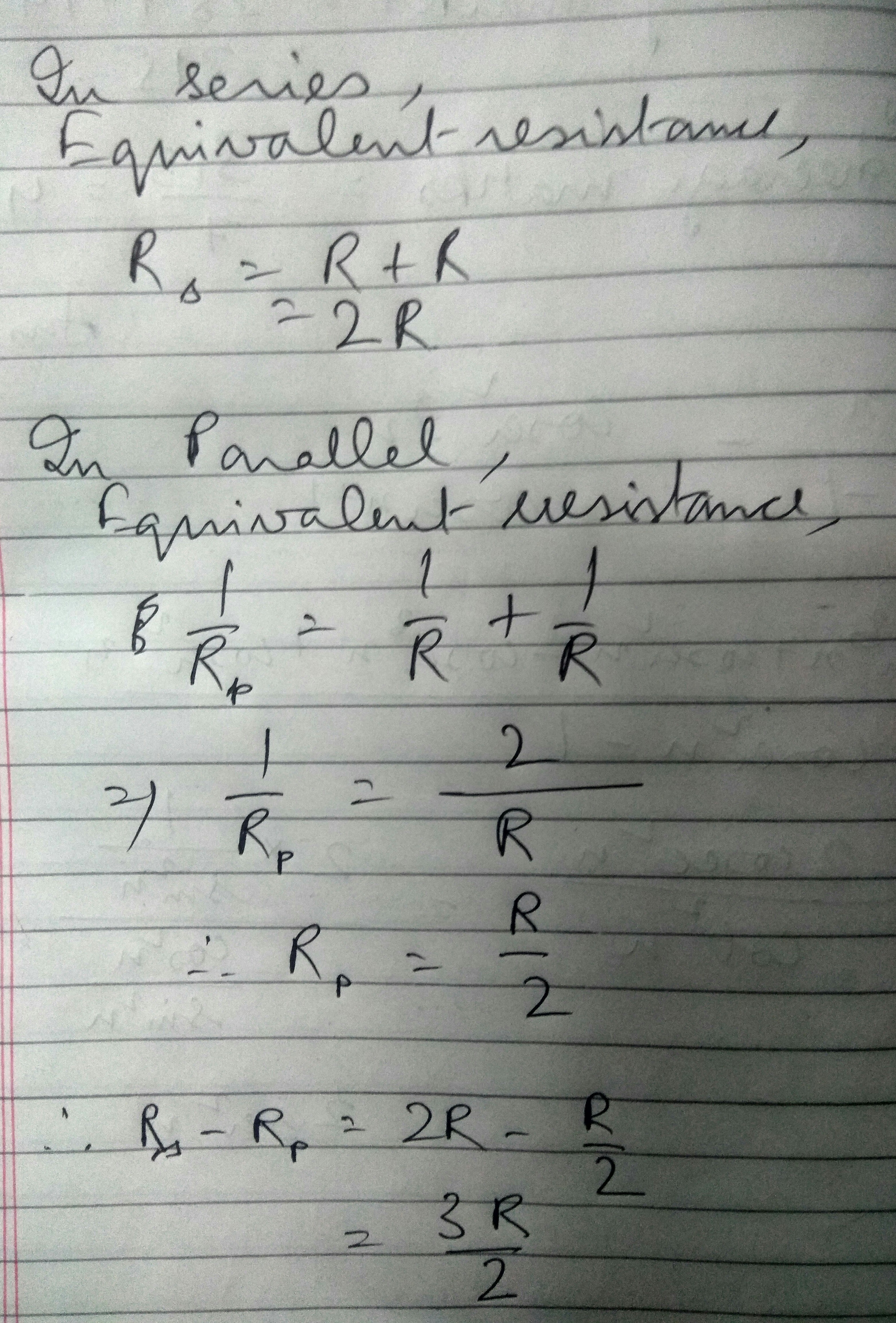 If Two Resistors Of Value R Are Connected In Series And Then