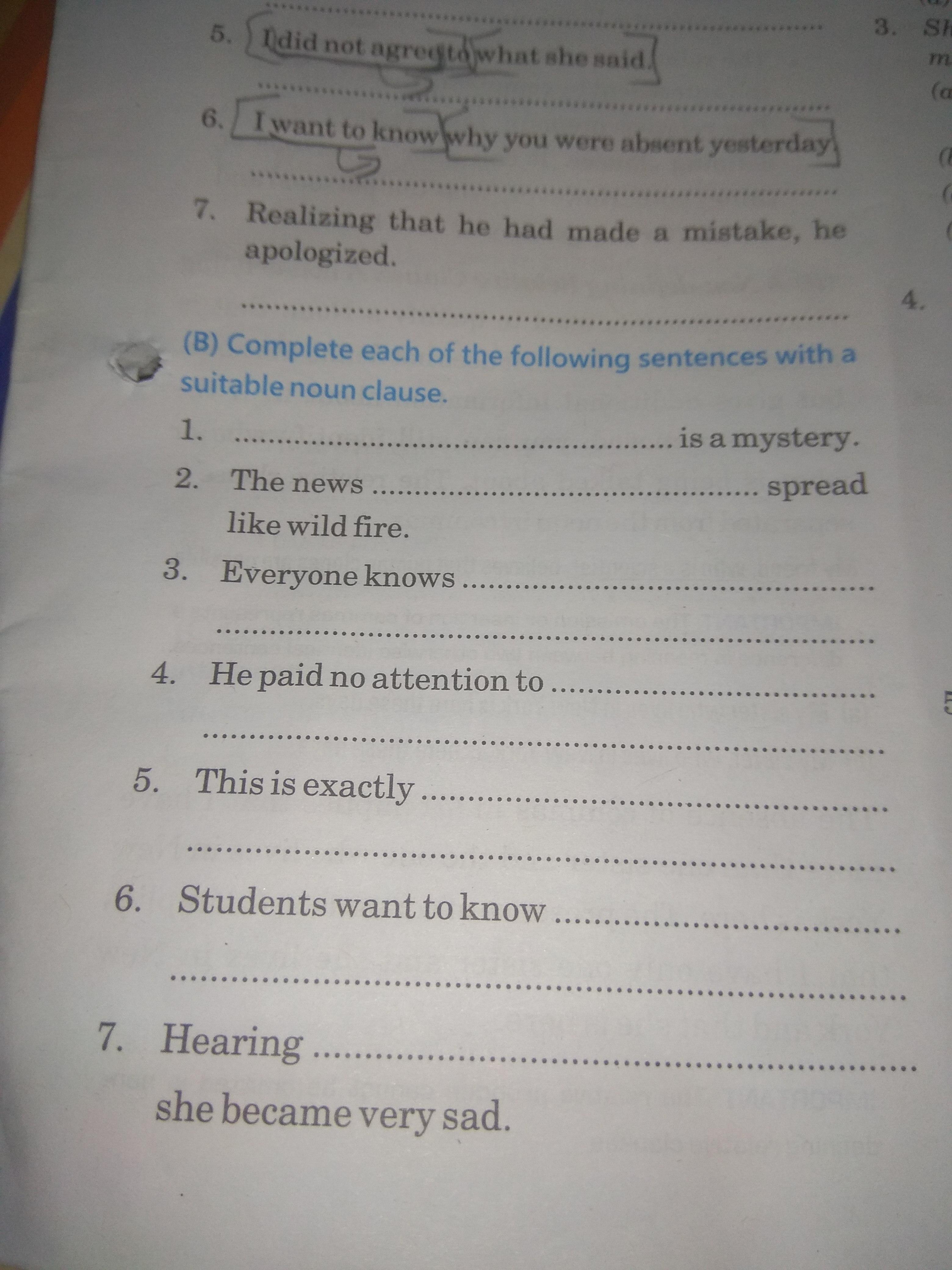 (request for action) · i'm not sure how i can help. Complete Each Of The Following Sentences With A Suitable Noun Clause Brainly In