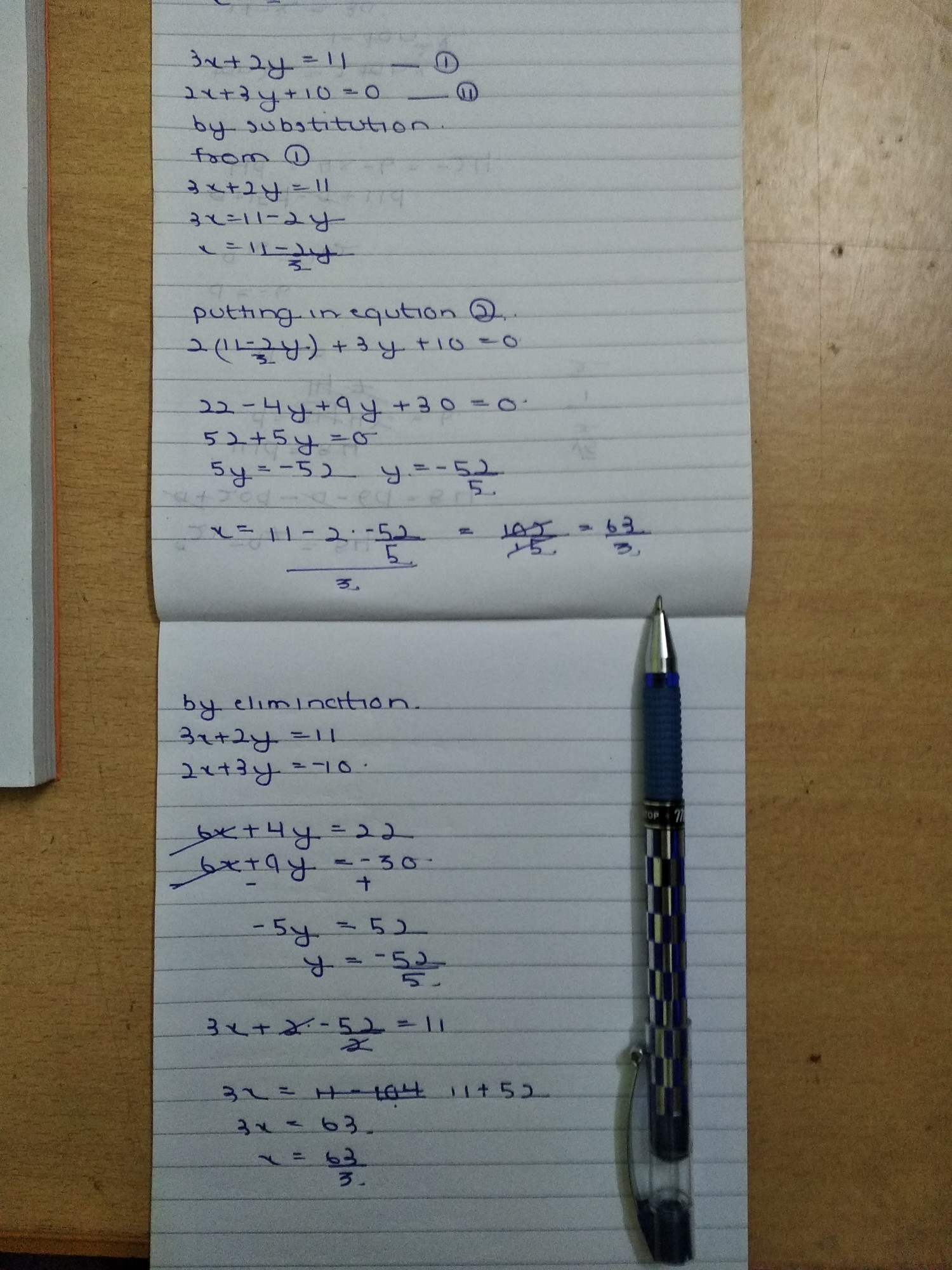 Solved Elimination Method 2x Y 5 And 3x 2y 8 Brainly In 