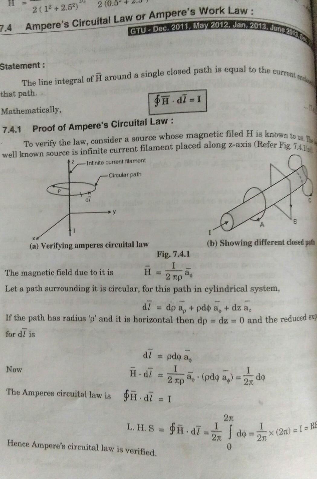 Ampere S Circuital Law In Differential Form Amperes circuital law can be written as the line integral of the magnetic field surrounding closed-loop equals to the number of times the algebraic sum of currents passing through the loop.
