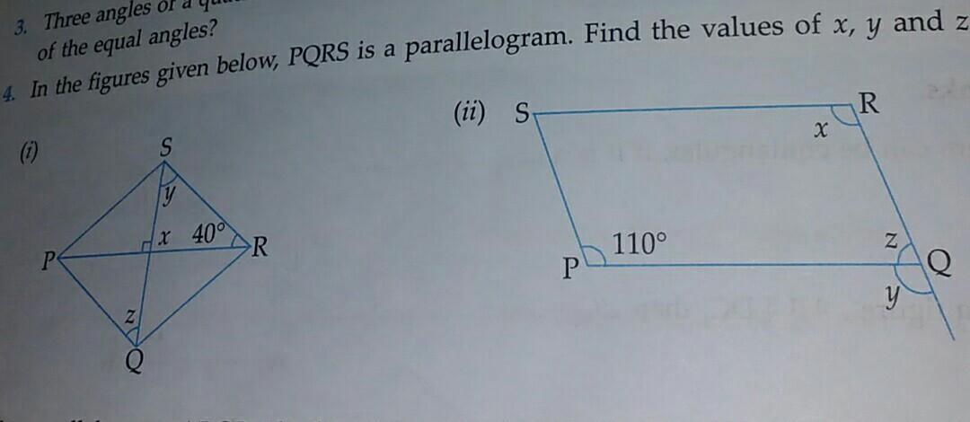 Pqrs Is A Parallelogram Find X And Y Given Length In Cm 