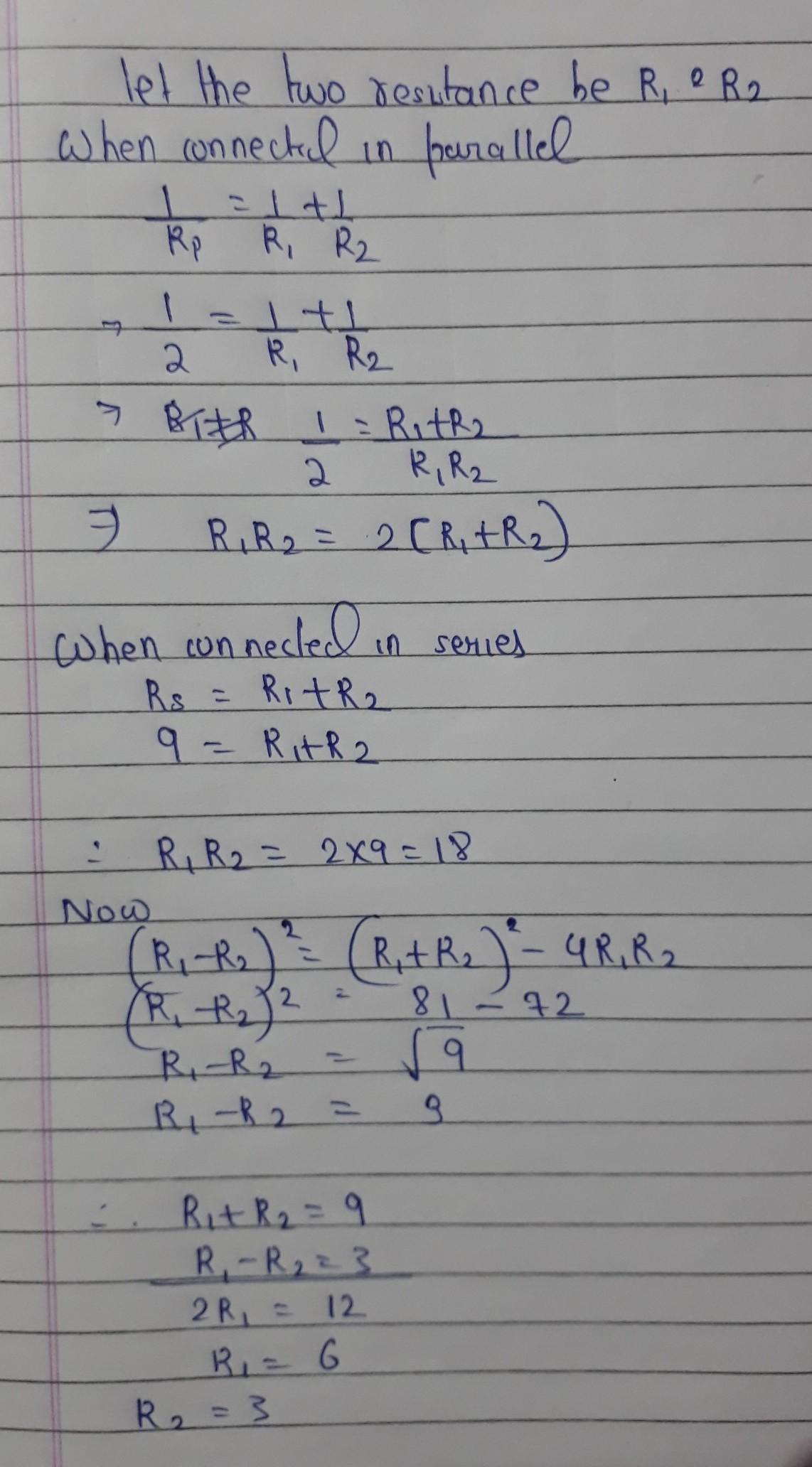 Two Resistance When Connected In Parallel Give Equivalent Two Resistance When Connected In Parallel Give Equivalent