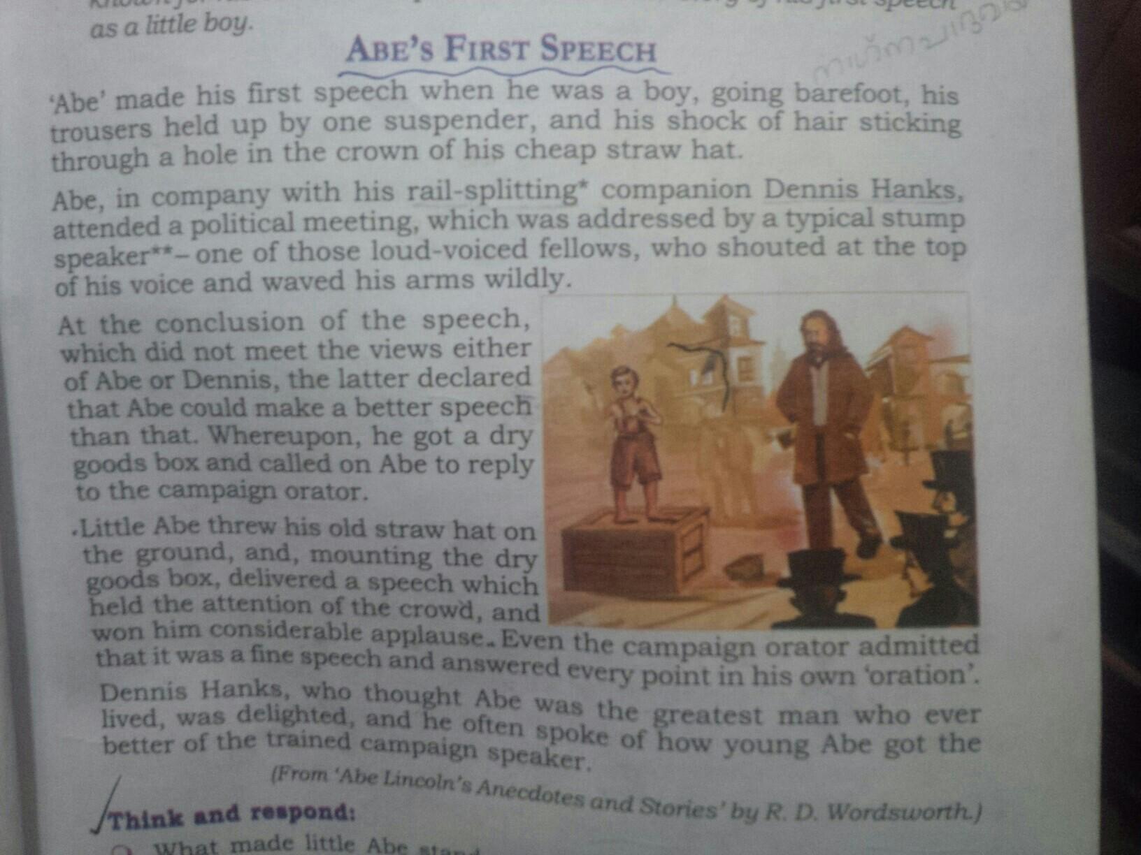 Plus One English Textbook Answers Unit 1 Glimpses Of Greatness A Plus Topper The lesson describes the first public speech that Lincoln made.