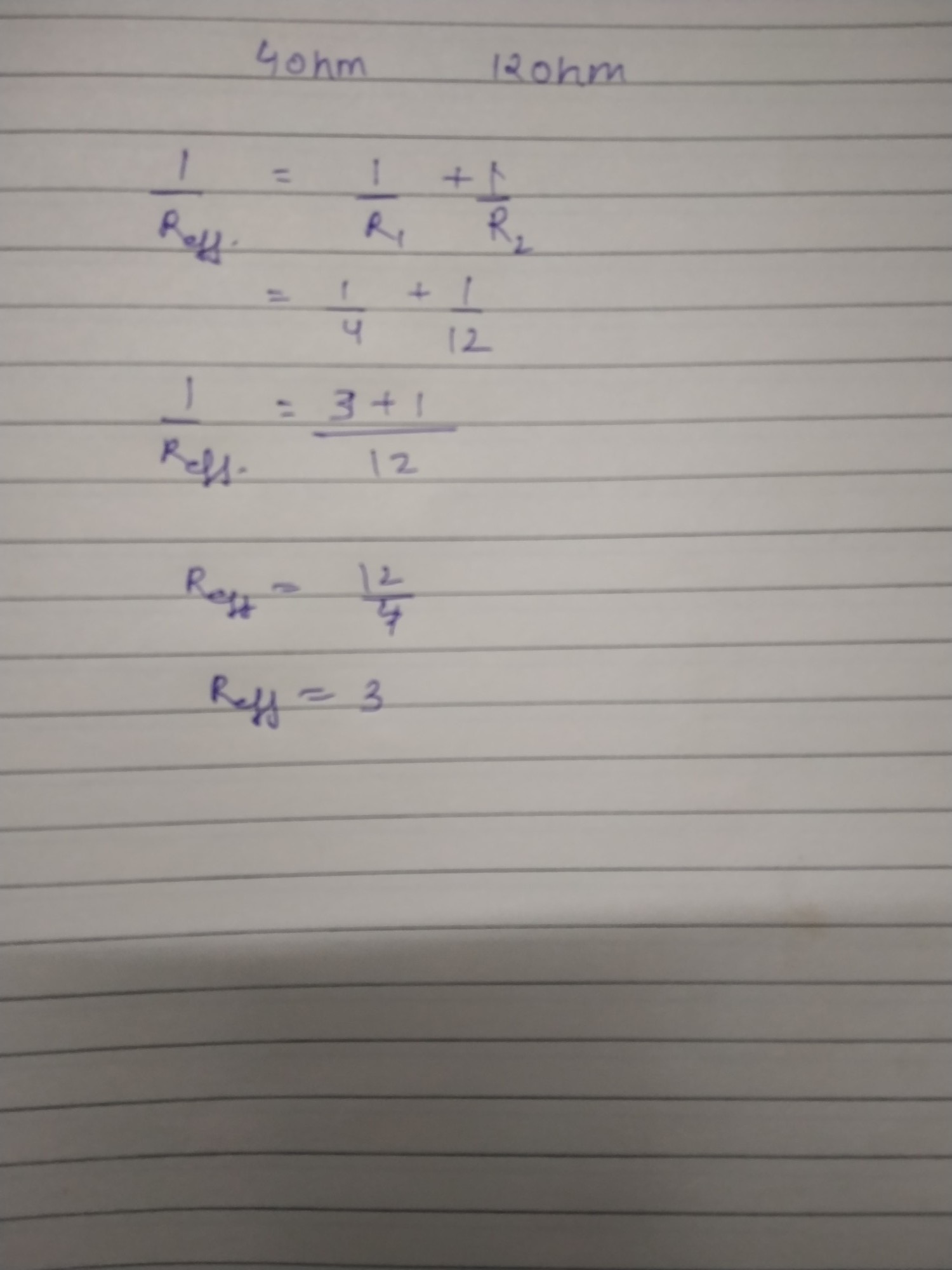 Two Resistor Of Resistance 4 Ohm And 12 Ohm Are Connected In