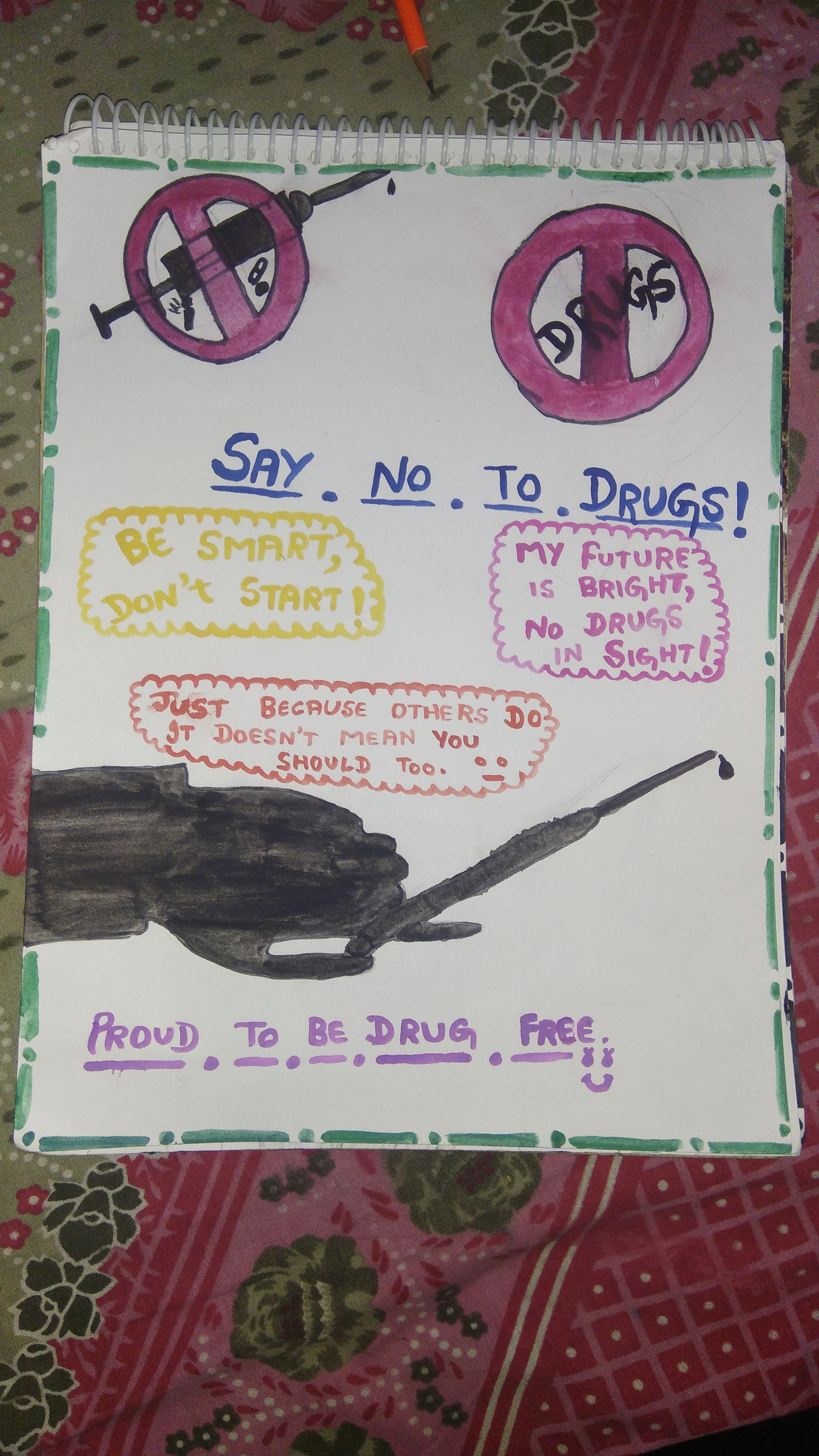 By the time the images are projected onto a screen in a the. Write A Poster On Say No To Drugs Brainly In