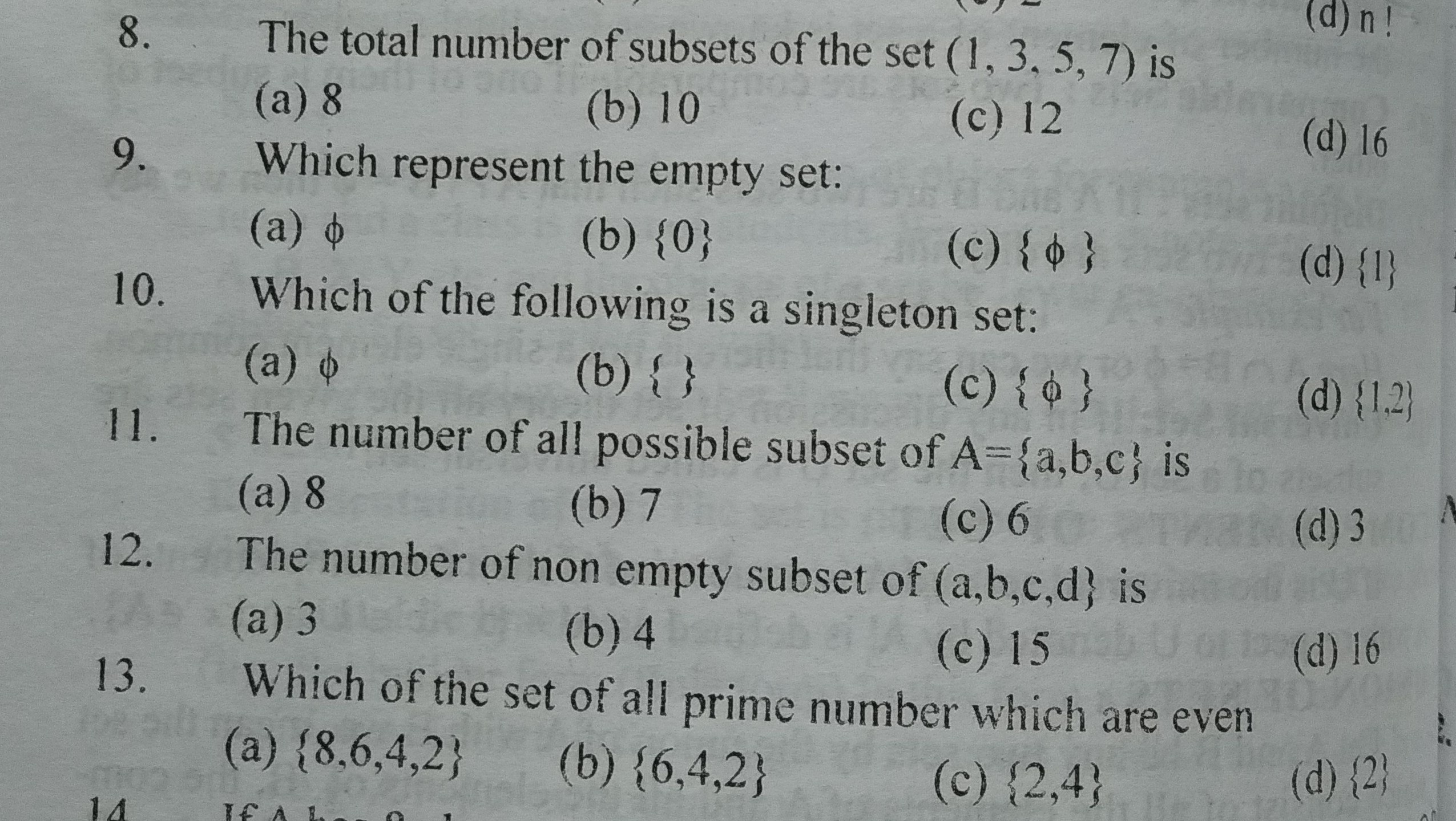 Write The Empty And Singleton Set From The Following Sets I A X X 2 5 Ii B X X 2 8x 16 0 Iii C X X 2 3 And 2x 1 Iv D X Xltx Iii C 0.