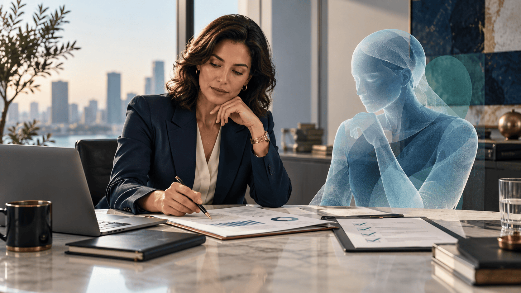 Woman managing AI