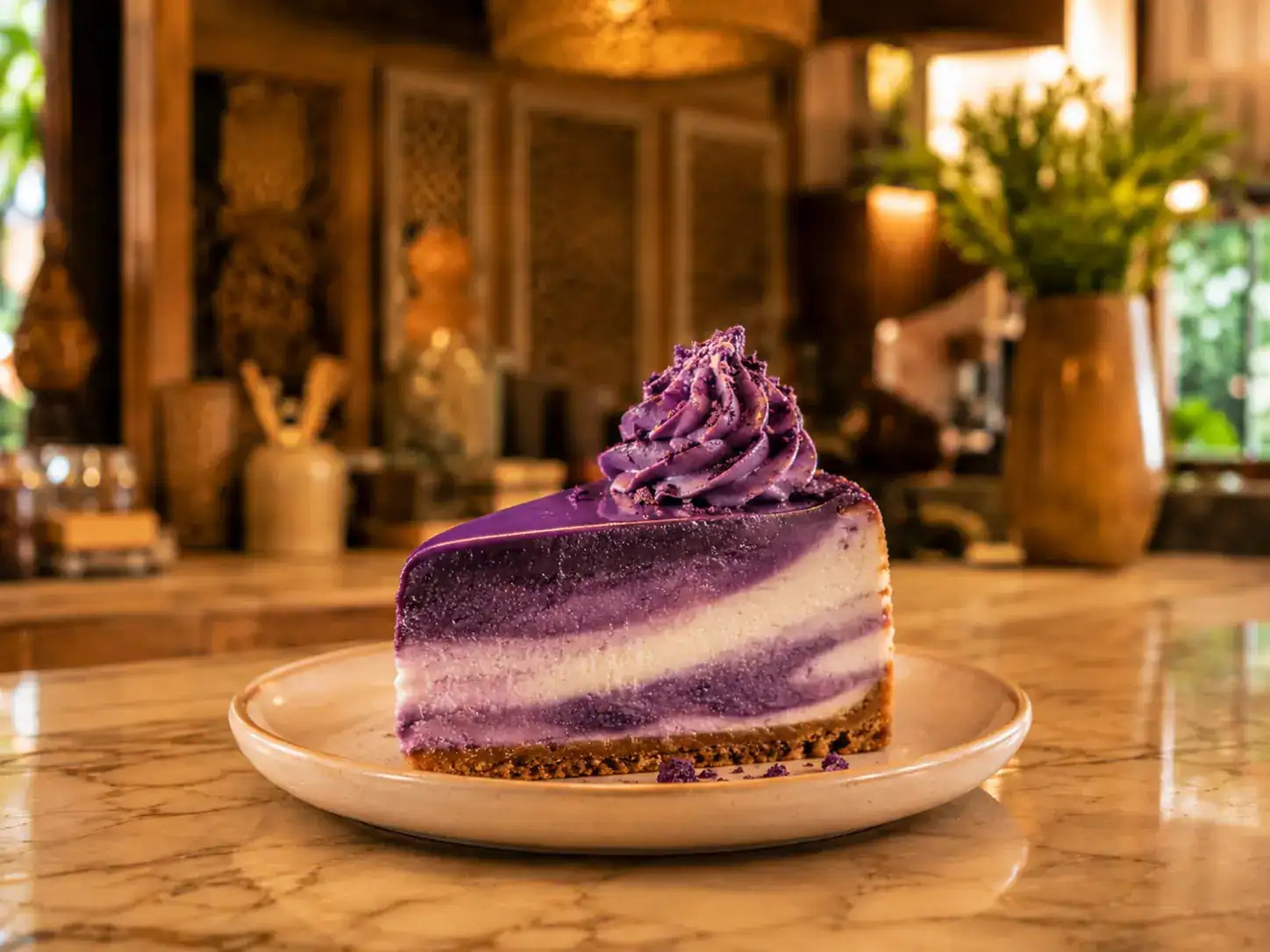 Ube cheesecake made with purple yam ingredients for bakery and dessert applications