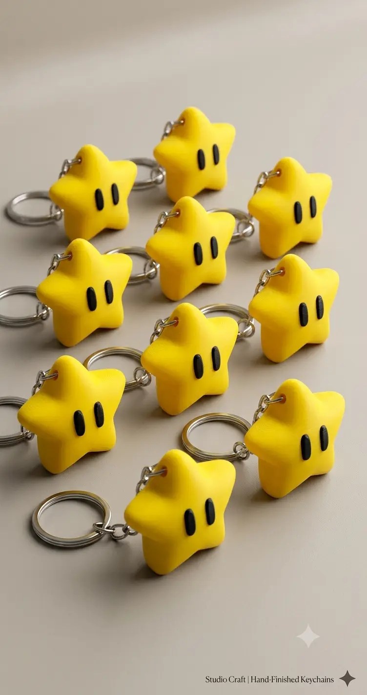Super Mario Yıldız Anahtarlık Premium Kalite Figürlü Anahtarlık & Çanta Süsü 1 Adet