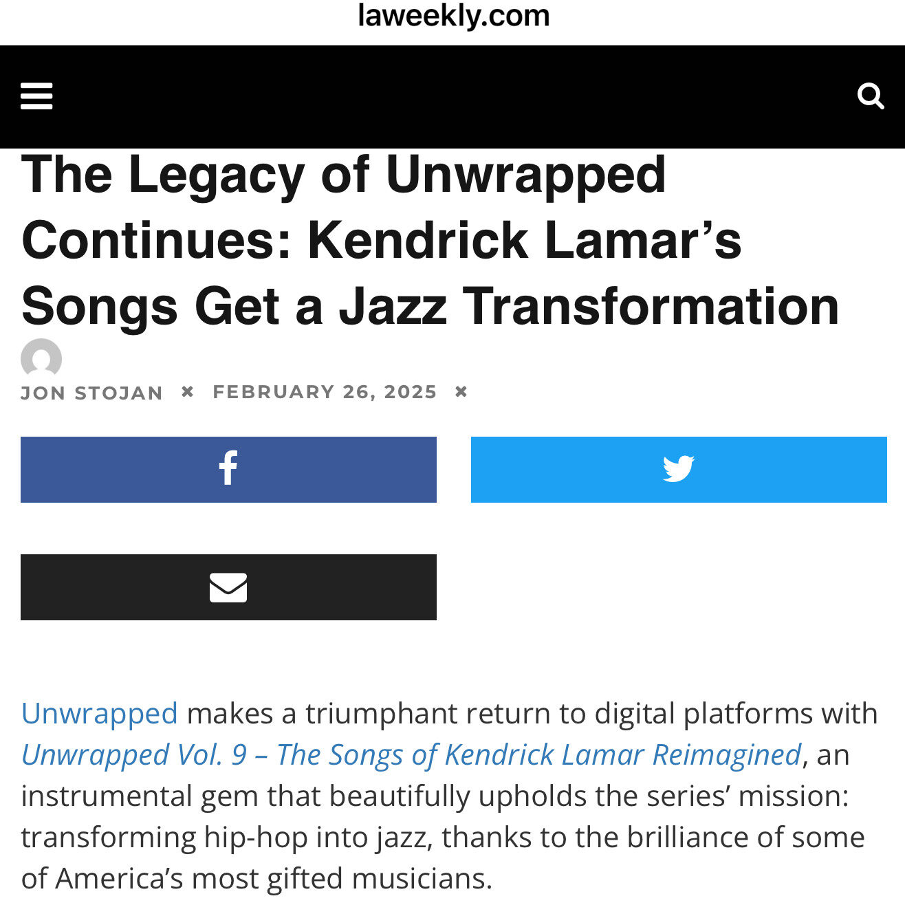 UNWRAPPED Vol. 9: The Songs of Kendrick Lamar Reimagined | Hidden Beach  Recordings