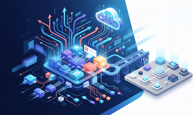 Modular web application connected to code, APIs, hosting, and migration pathways