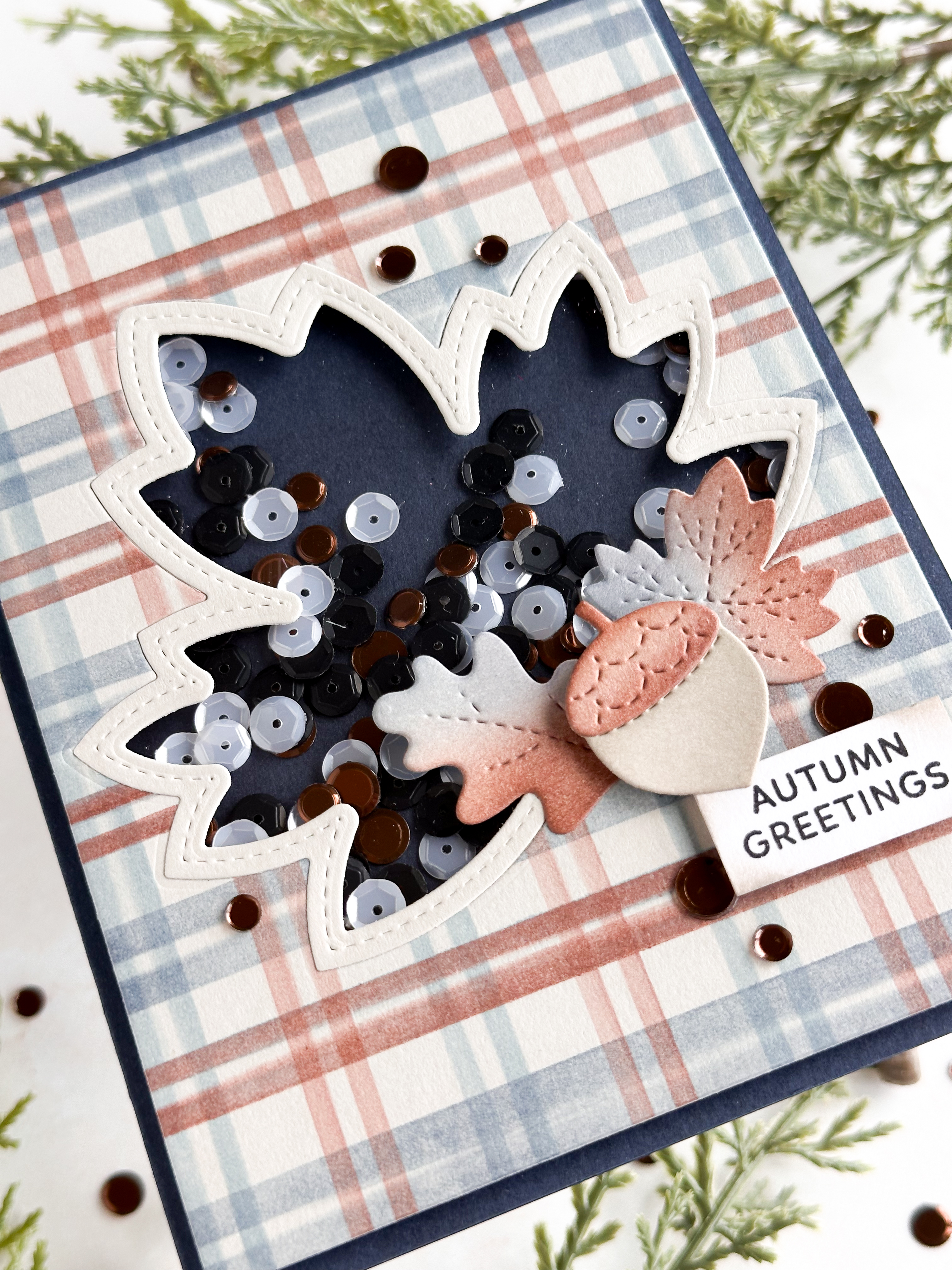 Fun Fall Card for a Guy – Pretty Pink Posh Wide Leaf Shaker