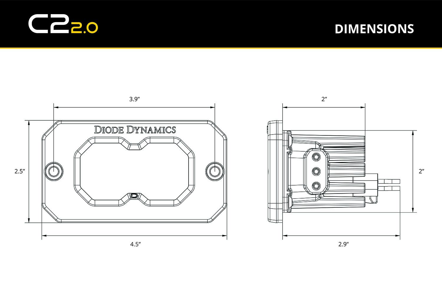 SSC2 LED Dimensions