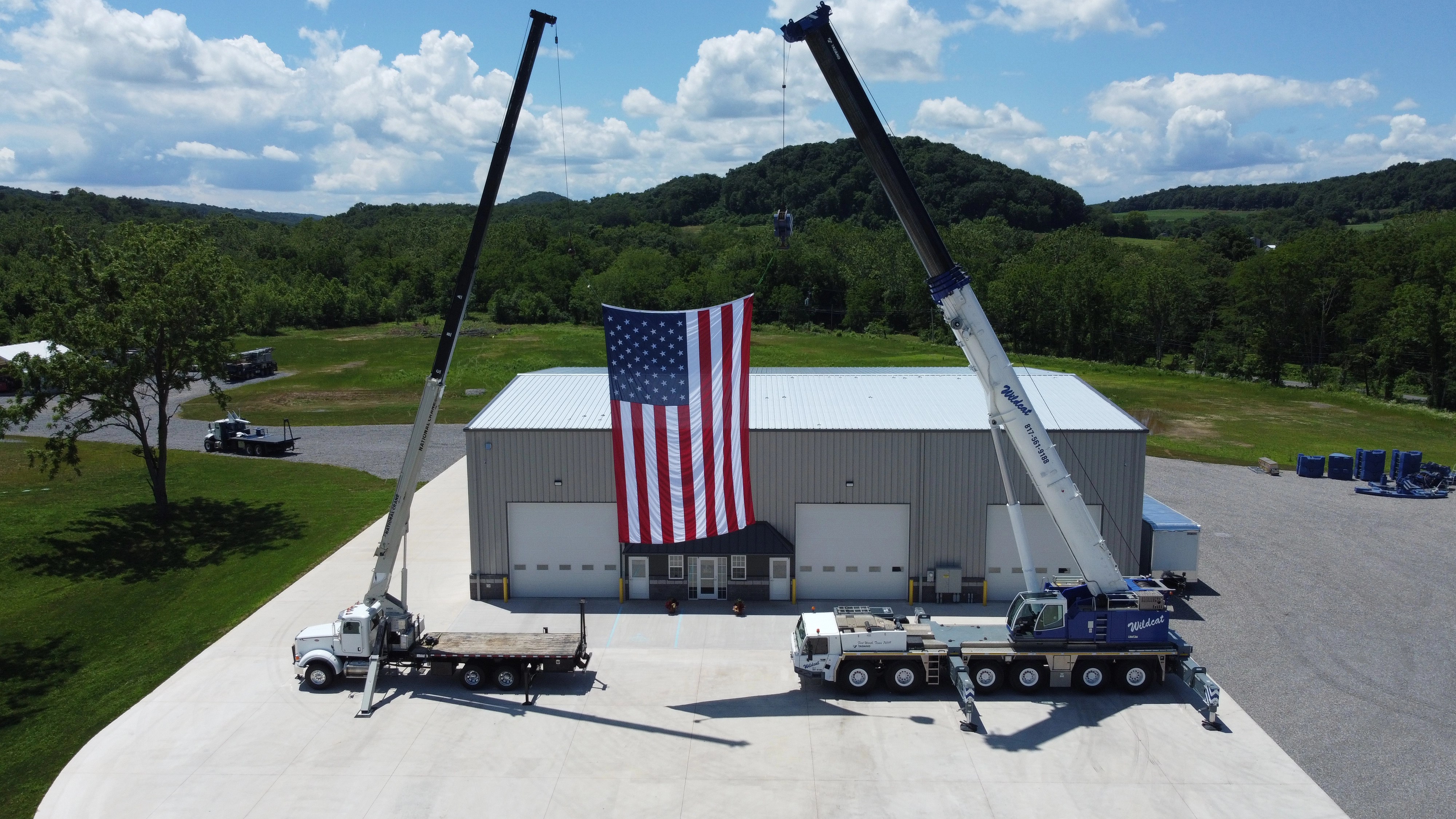 Crane yard at High Caliber Cranes in Selinsgrove, Pennsylvania