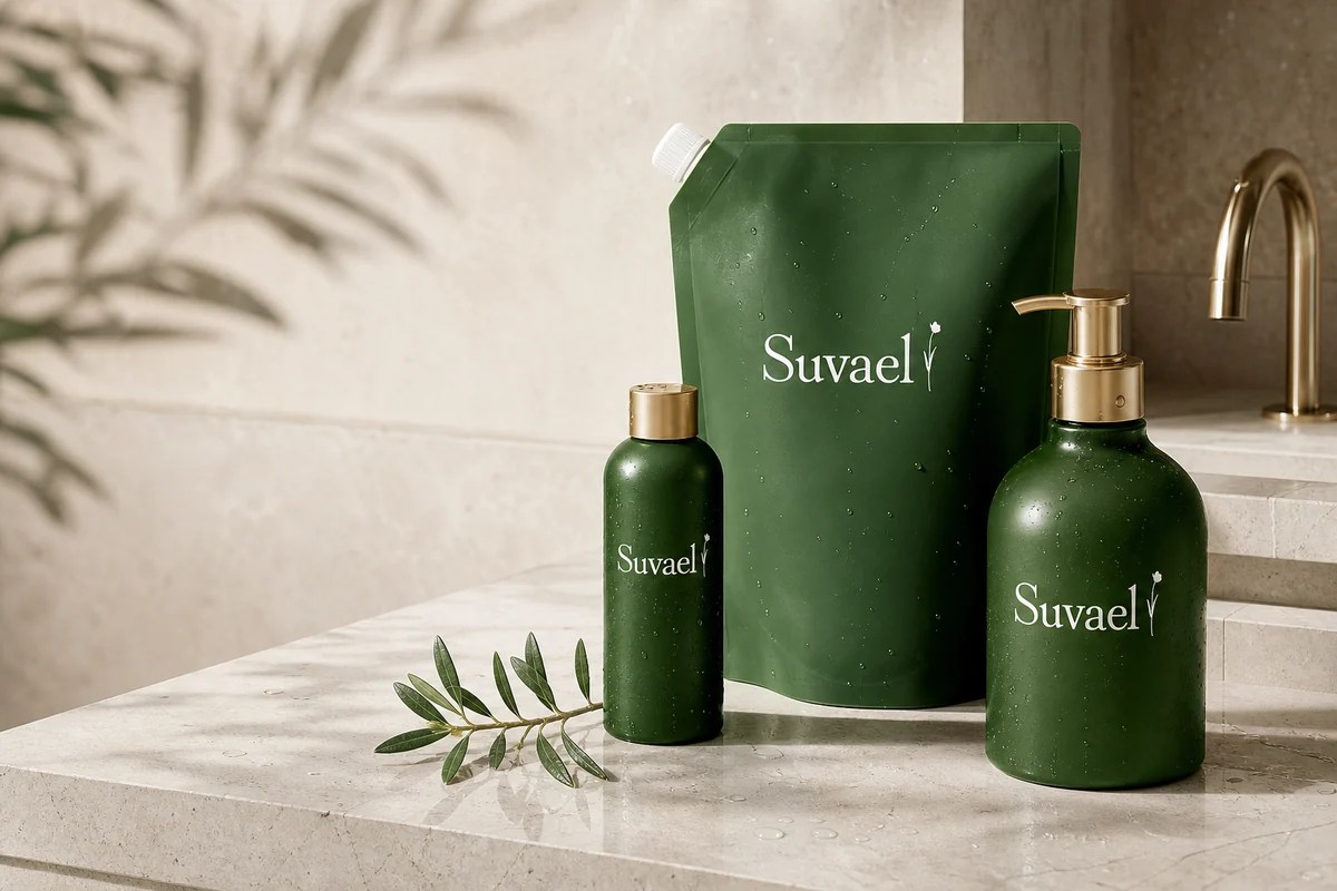 Suvael hand soap bottles with pump and refill pouch