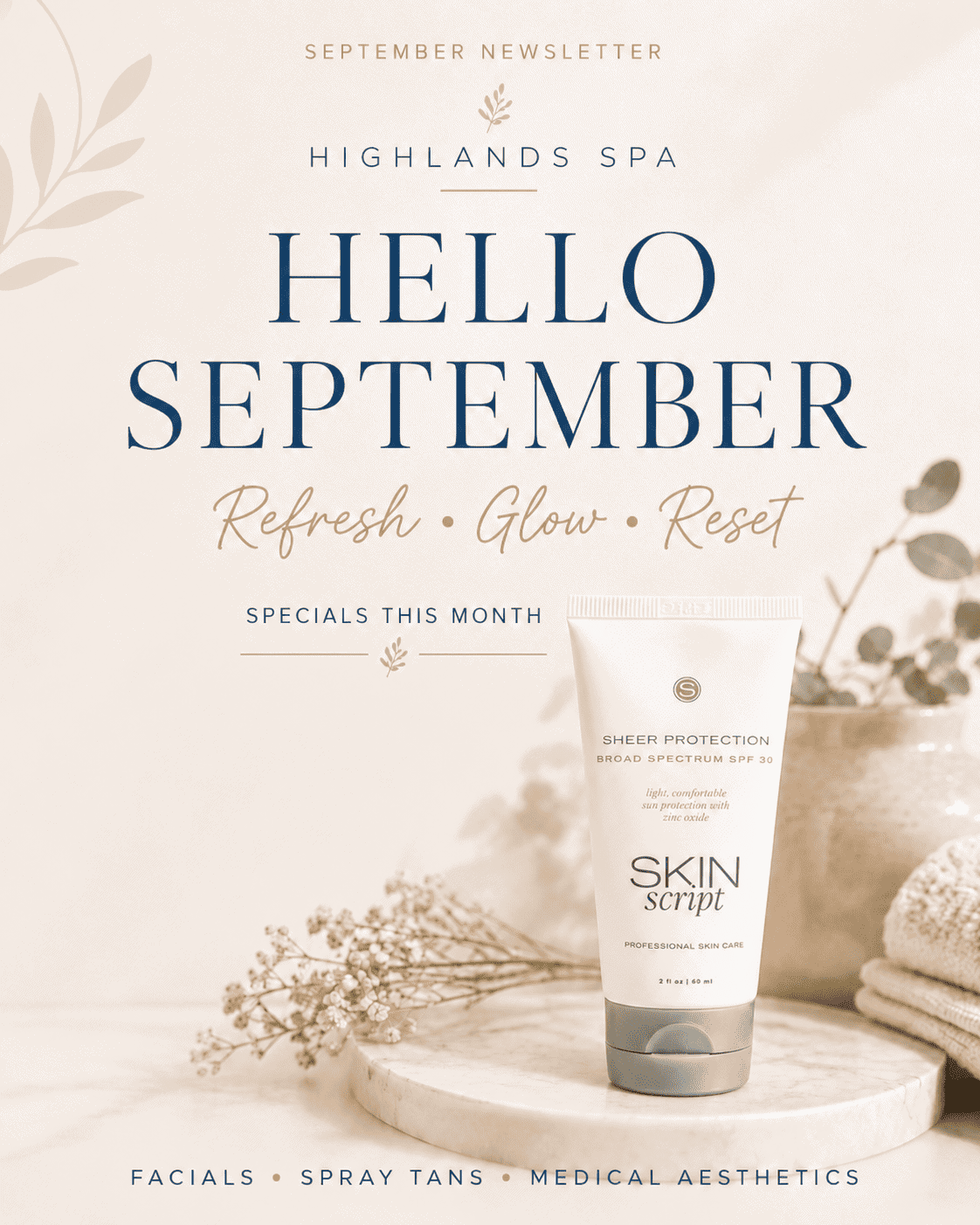 September newsletter for med spa services