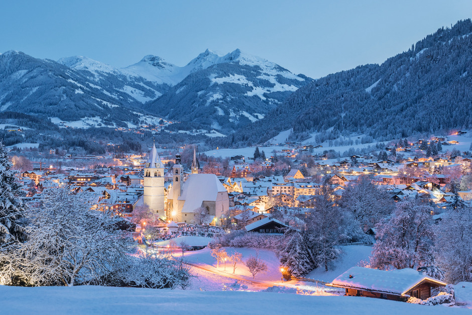 Kitzbühel, Austria ski resort winter landscape