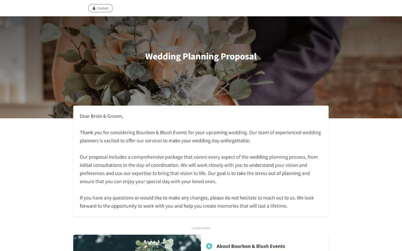 Wedding planning proposal