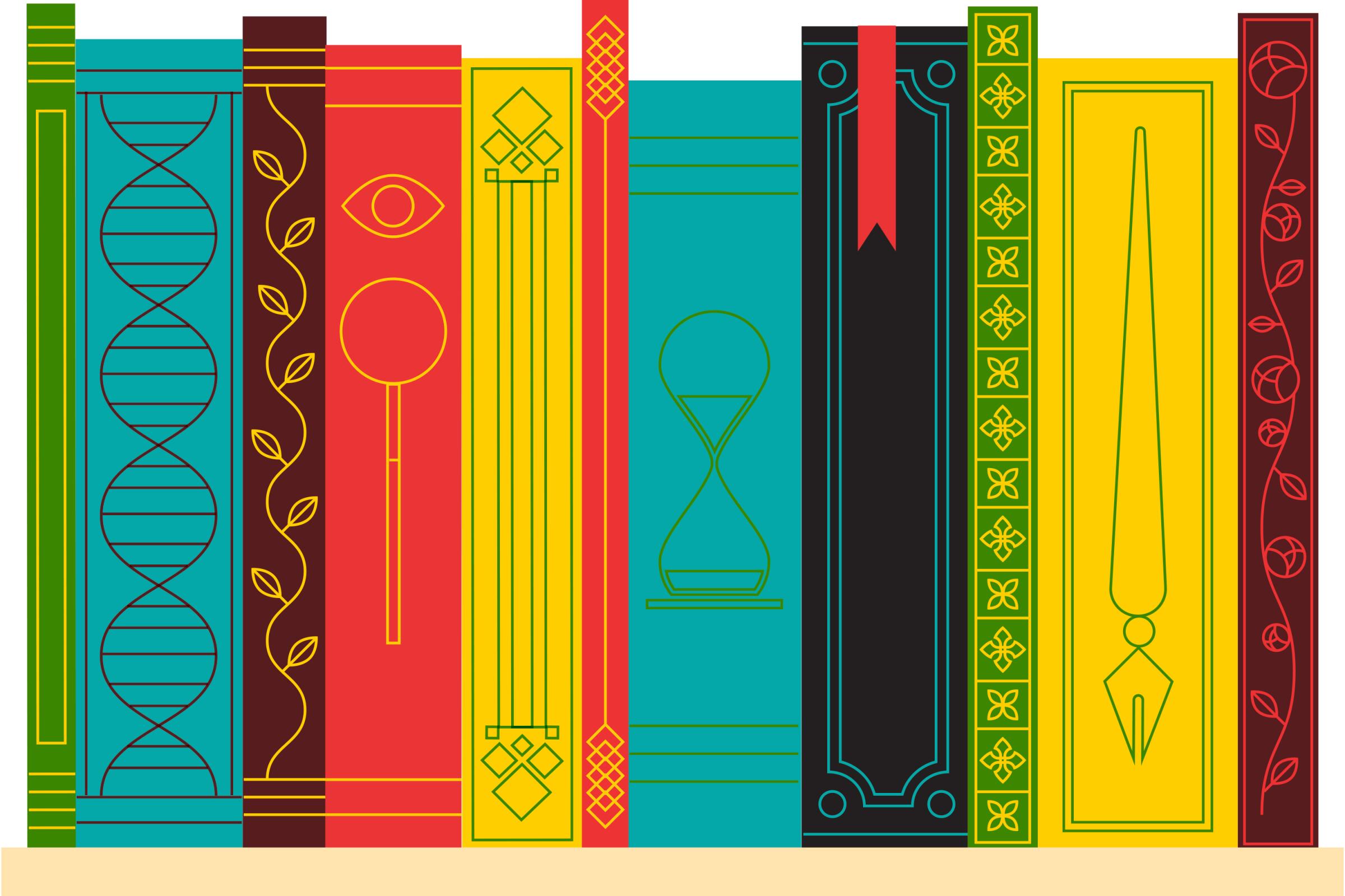 Illustration of books on a shelf