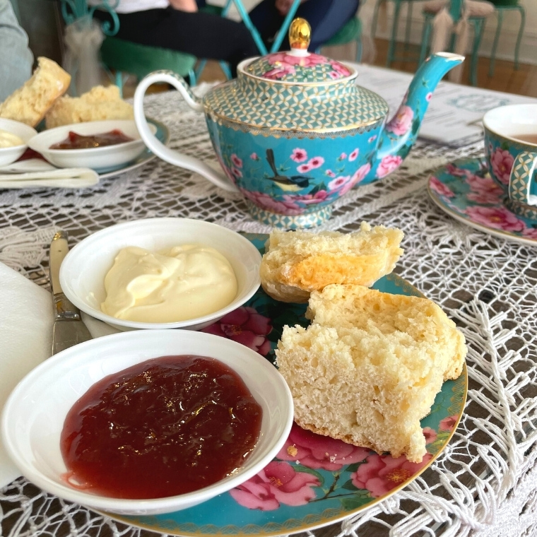 Scones with jam and cream
