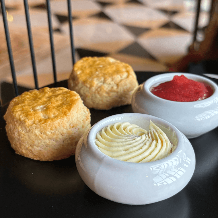 Scones with jam and cream