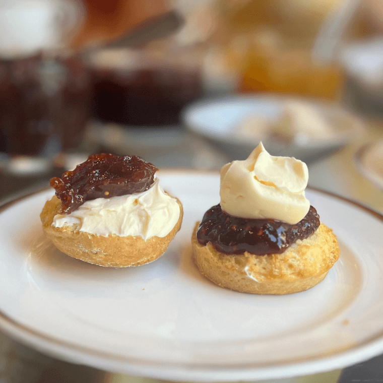 Scones with jam and cream