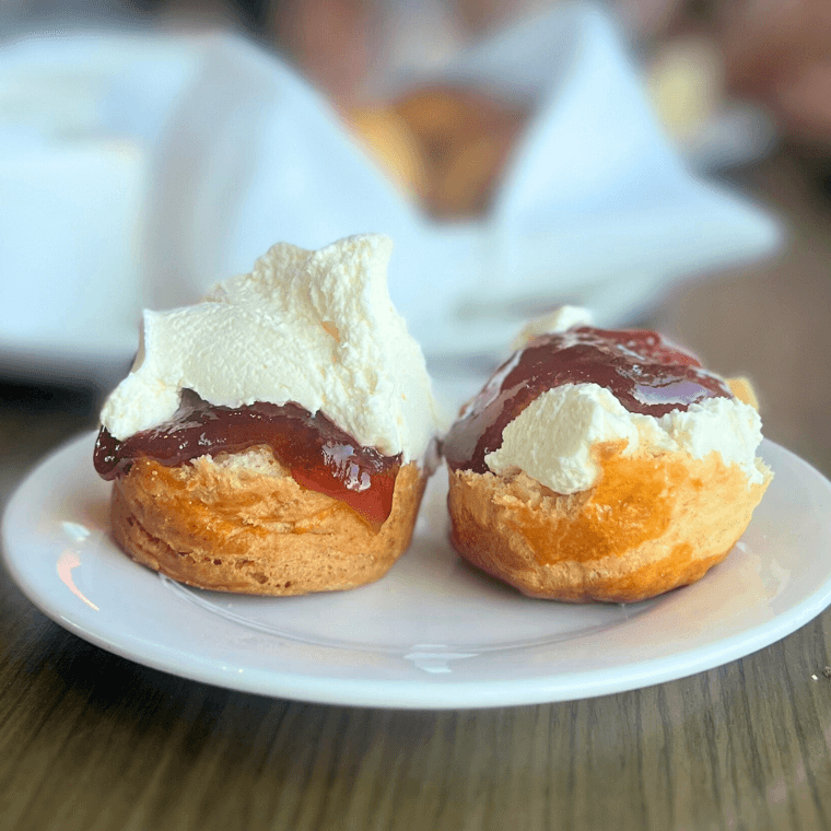 Scones with jam and cream