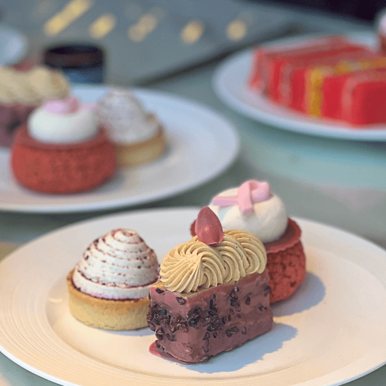 Clouds of Pink Afternoon Tea pastries at Ting Shangri-La London