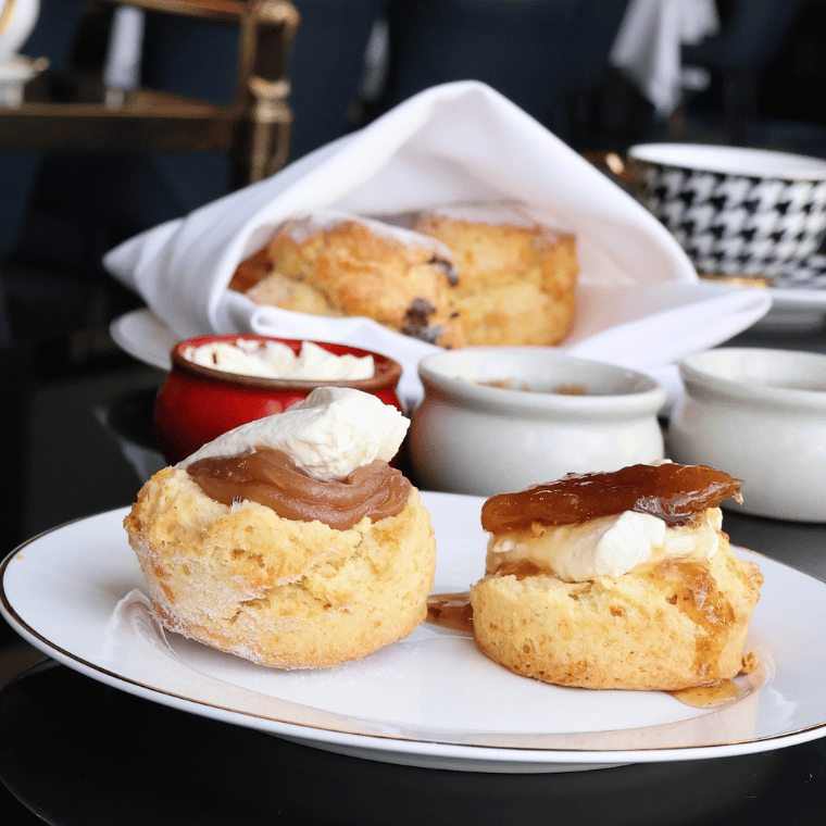 Citrus Scones & Chocolate Scones served with Chantilly, chestnuts cream and fig preserve