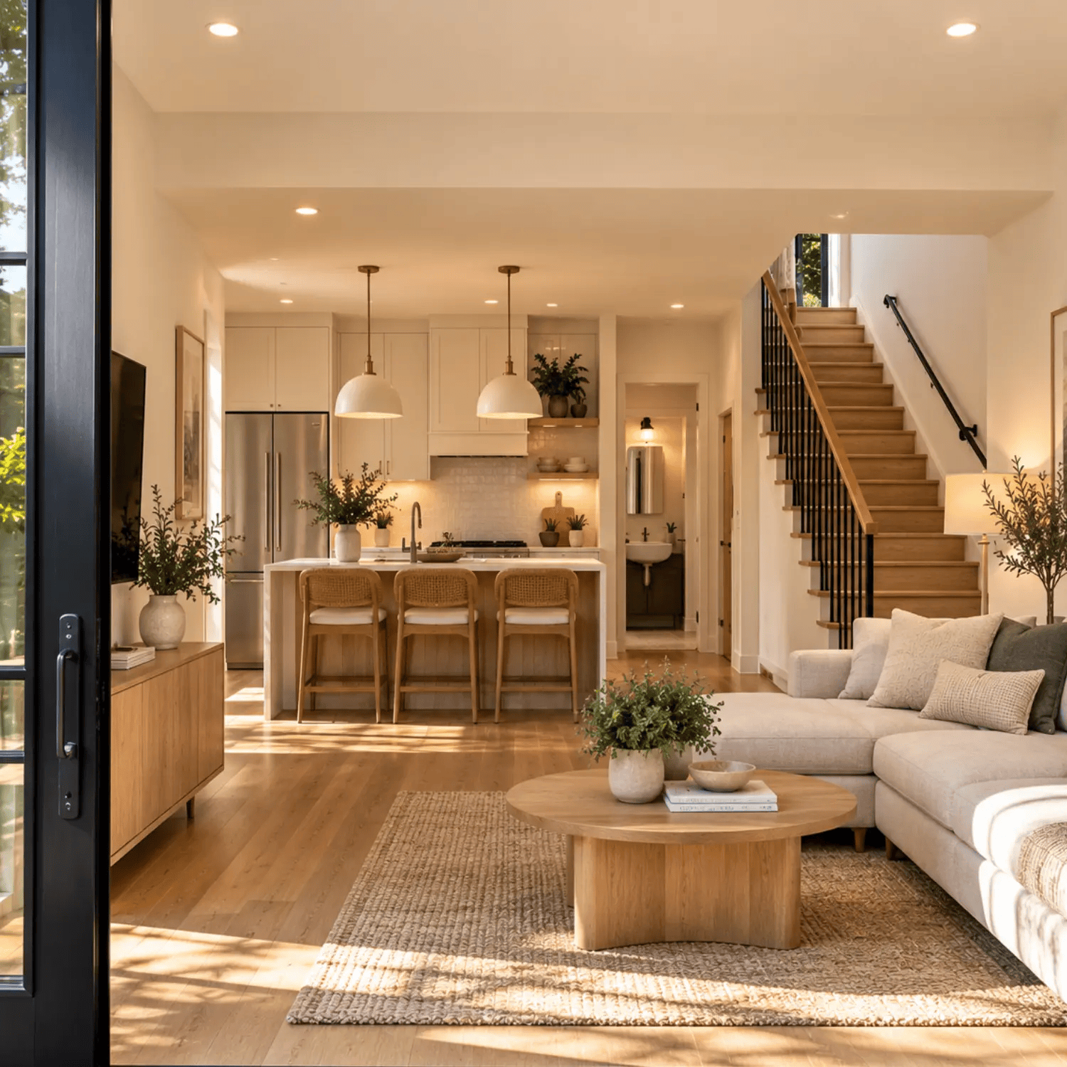 Modern kitchen in a Ballard DADU with contemporary cabinetry, elegant finishes, and natural light
