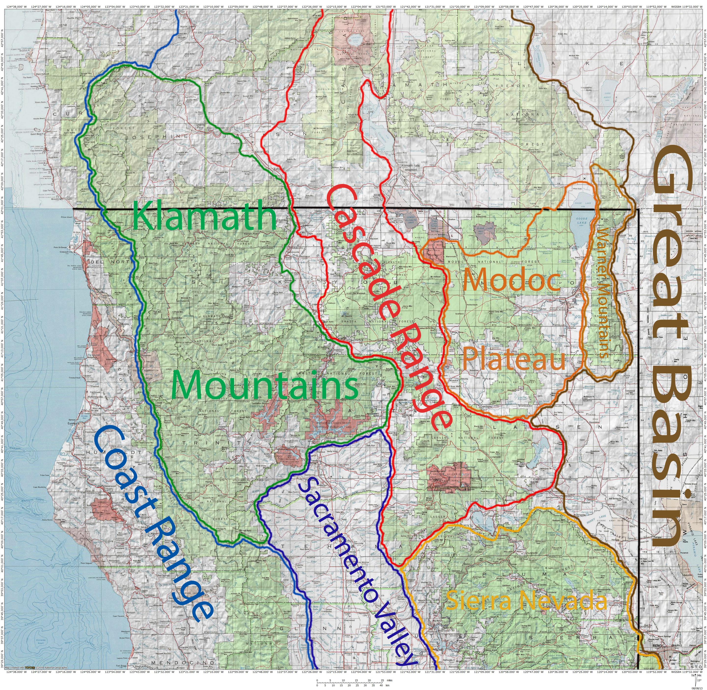 Cascade Range Map Regional Overview Map Labeled Custom 