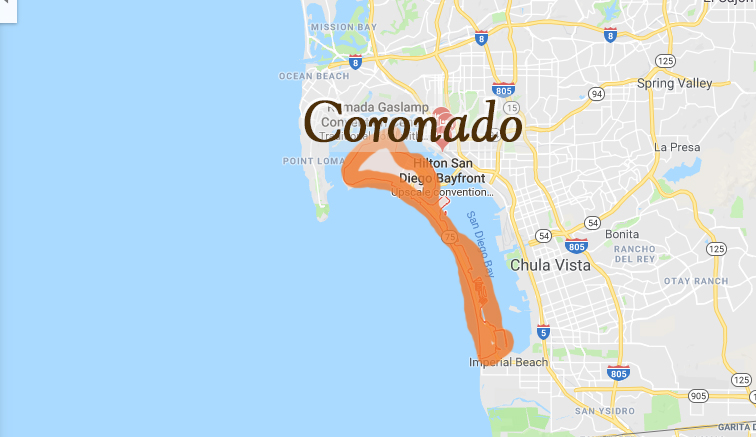Coronado Beach California Map.
