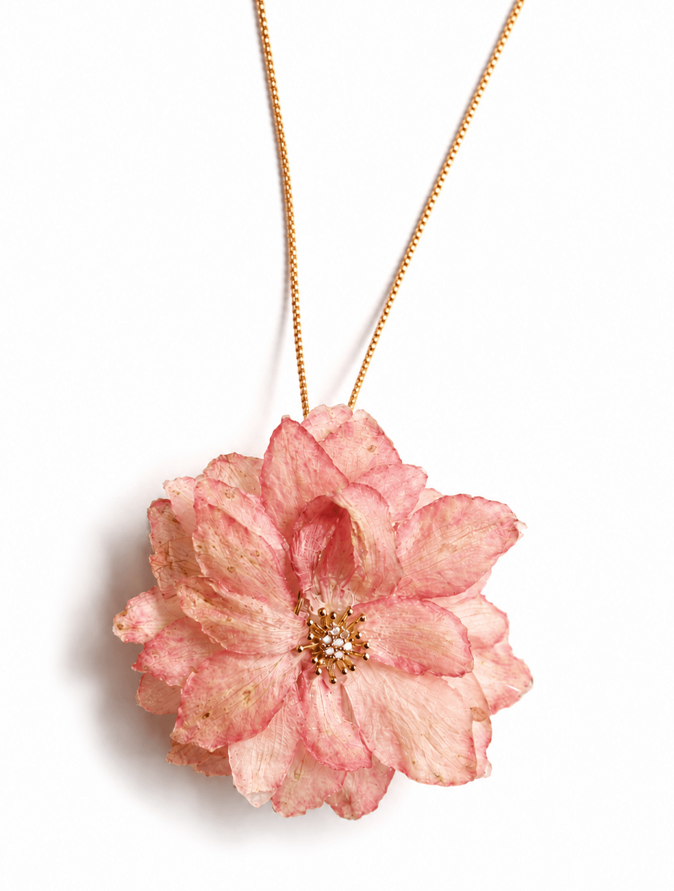 PINK DELPHINIUM DIAMOND BURST NECKLACE