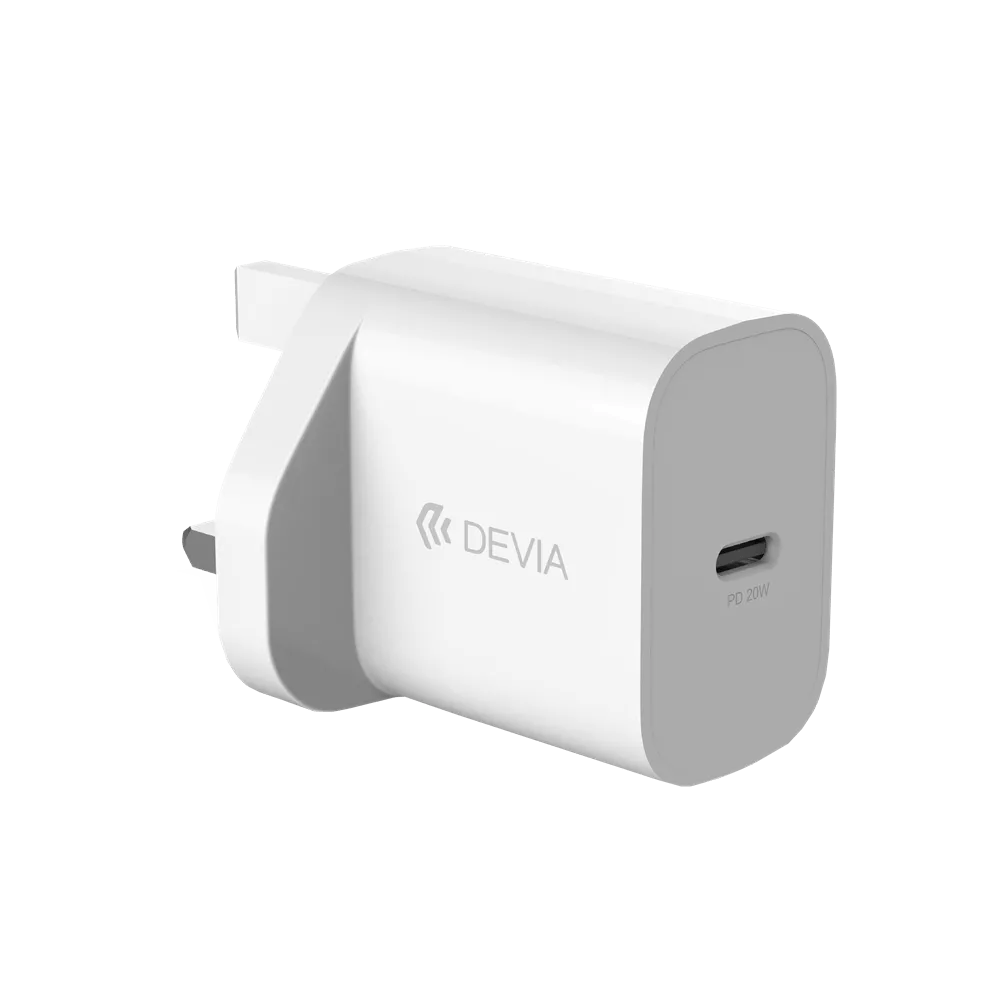 Devia - 20W USB-C Power Delivery 3-Pin UK Charging Plug - White