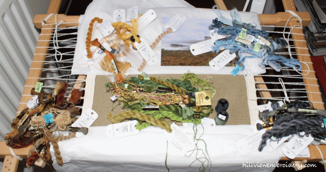 thread-collection Some threads selected for use on a canvas work project. Designed and worked by Catherine of Hillview Embroidery